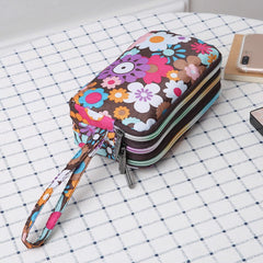 Flower Pattern Canvas Clutch Bag Coin Purse Wrist Wallet