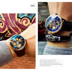 Transparent Bottom Automatic Mechanical Watch Steel Band