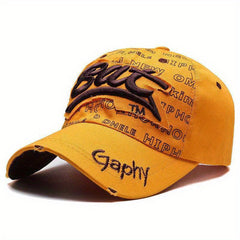 Letter Embroidery Ripped Baseball Cap Candy Cotton Sun Hat Lightweight Unisex