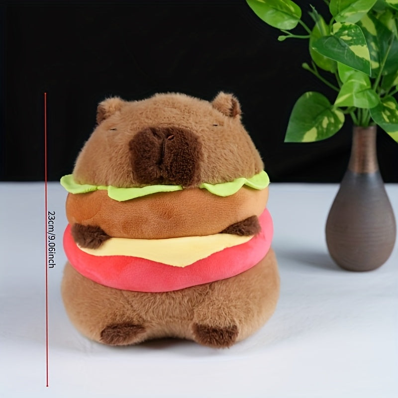 Capybara Plush Toy Hamburger Soft Faux Fur Stuffed Animal