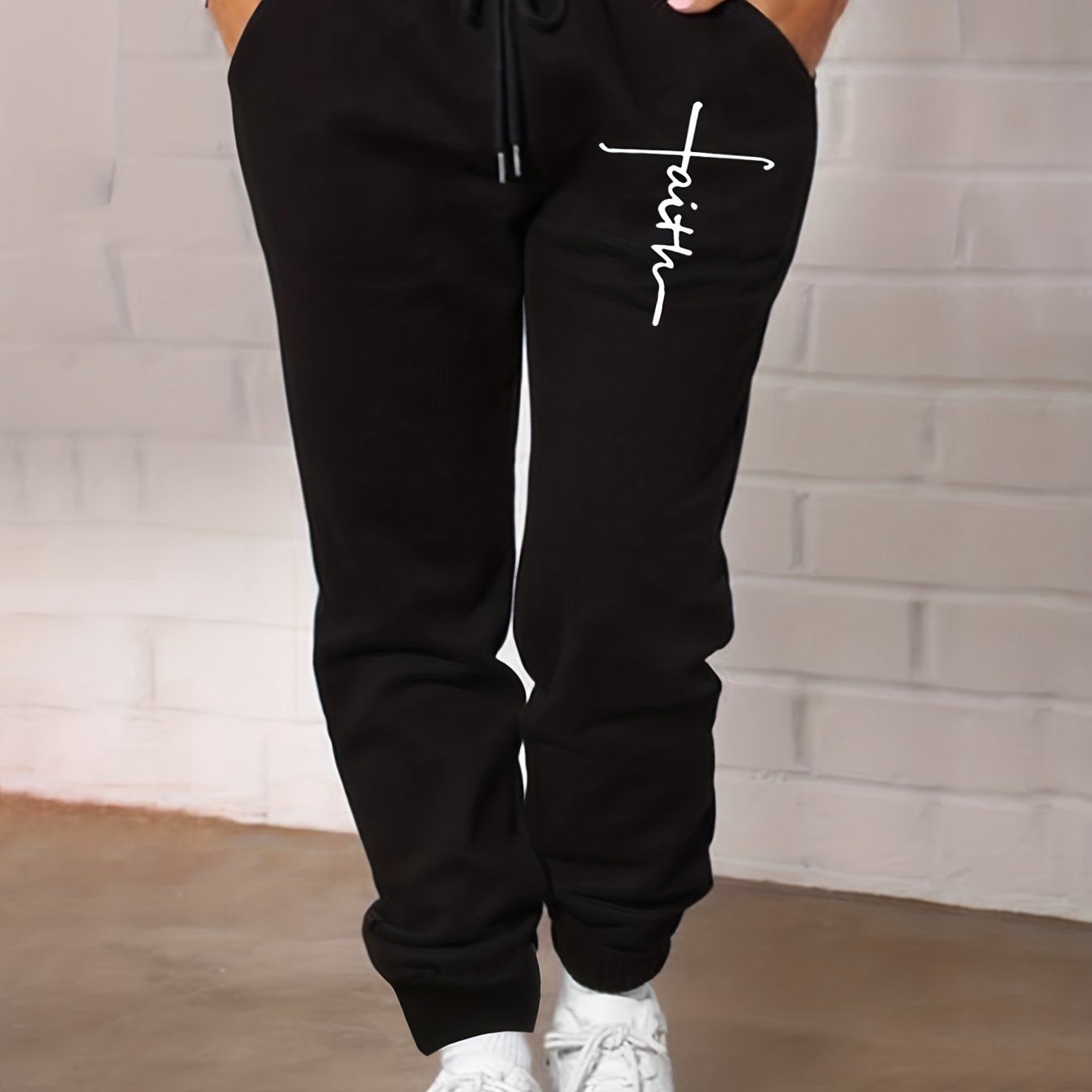  Casual Sports Sweatpants Women's Plus Letter Print