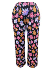 Women's Plus Floral Ribbed Wide Leg Pants