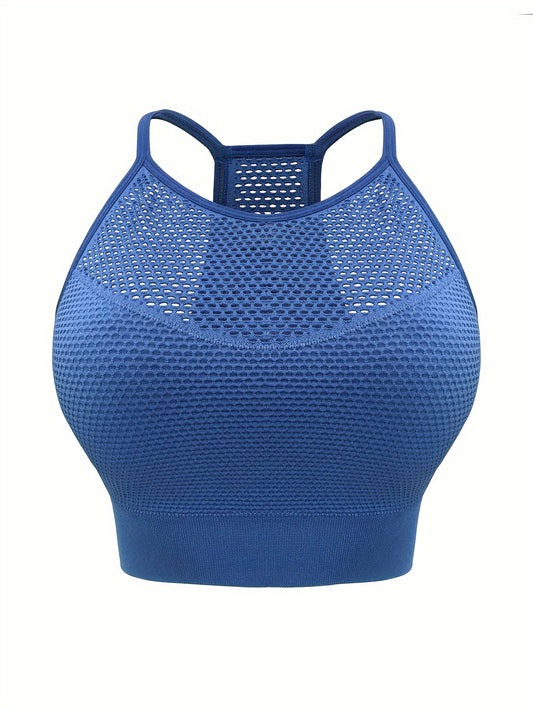  Sports Bra Women's Plus Solid Round Neck Medium Stretch Bra
