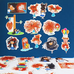 21pcs Felt Set No Curly Hair Book Theater Props Interactive Toy