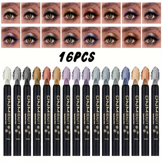 16pcs Pearlescent Eyeshadow & Highlighter Pencil Set for Halloween & Christmas