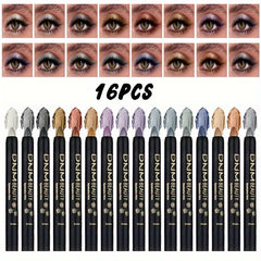 16pcs Pearlescent Eyeshadow & Highlighter Pencil Set for Halloween & Christmas