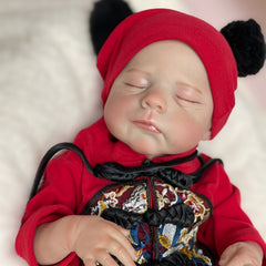 18 Inch Lifelike Reborn Girl Doll with Red Floral Onesie