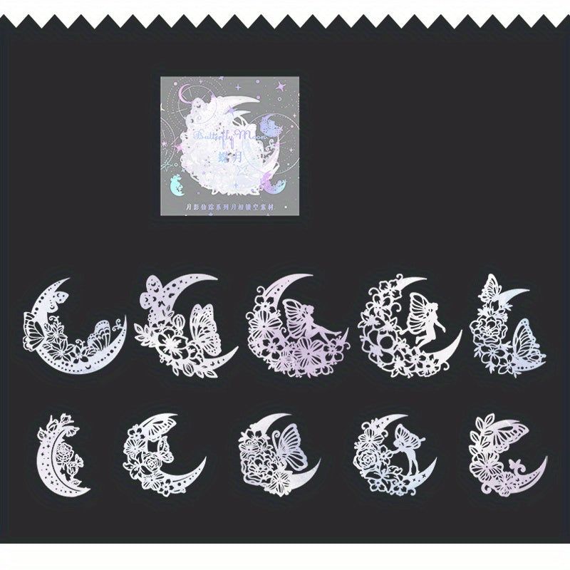 10pcs Retro Hollow Moon Phase Paper for Landscaping, 10x4x2In, 13x5x1In