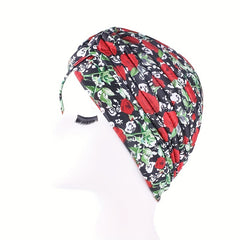 Boho Flower Print Turban Cap Head Wrap Lightweight Head Scarf Beanie