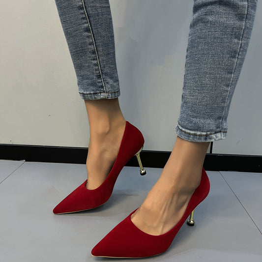 Women's Pointed Toe Metal Heel High Heels Stiletto Pumps