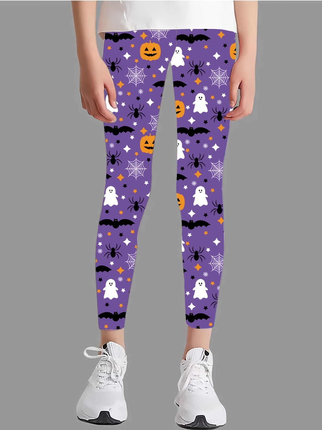 Girl's Skull Full Print Tight Leggings for Halloween
