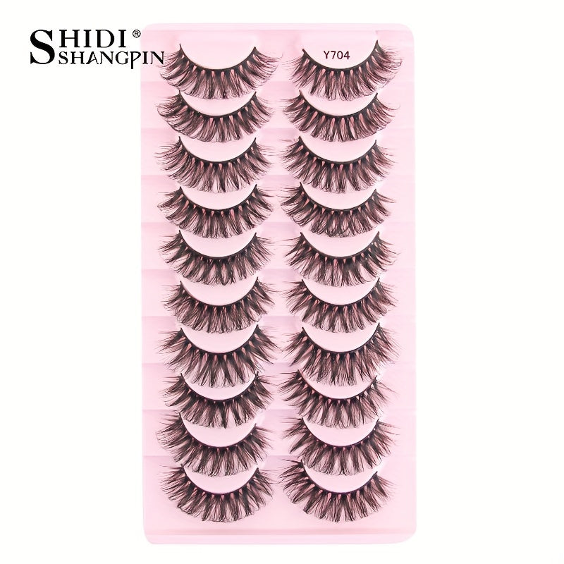 10 Pairs Natural Slender Thick False Eyelashes Extension