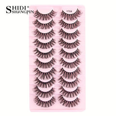 10 Pairs Natural Slender Thick False Eyelashes Extension