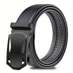 Men's Business PU Leather Belt Automatic Buckle Belt Sports Car Head Edging