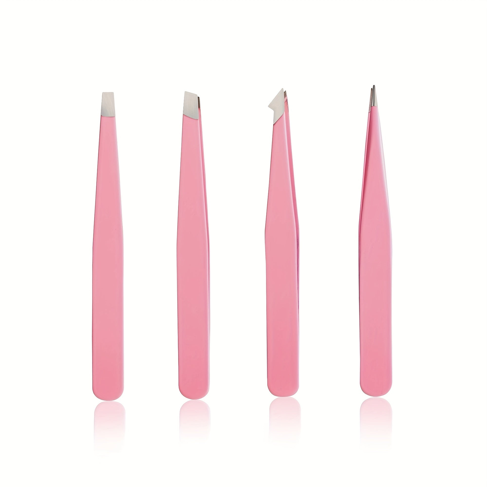 Eyebrow Tweezers 4 Pcs Stainless Steel Eye Brow Clips For Women Pink