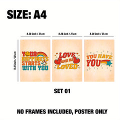 3pcs Boho Style Quotes Posters for Kids Room Decor, A4 A3
