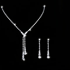 Crystal Tassel Jewelry Set - Necklace & Earrings