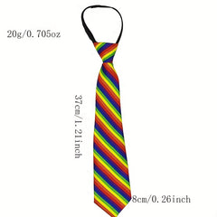 Rainbow Striped Tie Casual Hand Zipper Elastic Necktie For Men