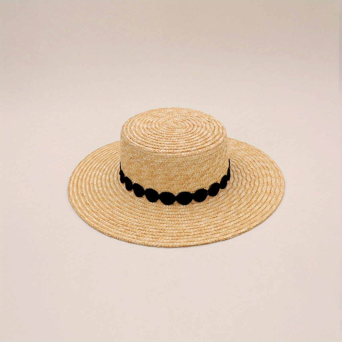 Flat Top Straw Sun Hat Wide Brim UV Protection Beach Hat Sunscreen
