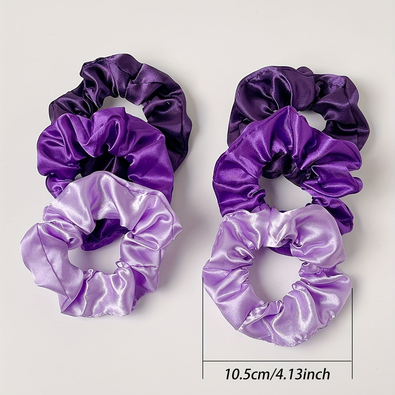 6pcs Purple Satin Scrunchies Hair Tie Ponytail Holder