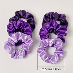 6pcs Purple Satin Scrunchies Hair Tie Ponytail Holder