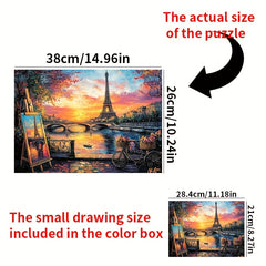 1000pcs Mini Jigsaw Puzzle Sunset Eiffel Tower Bridge Autumn