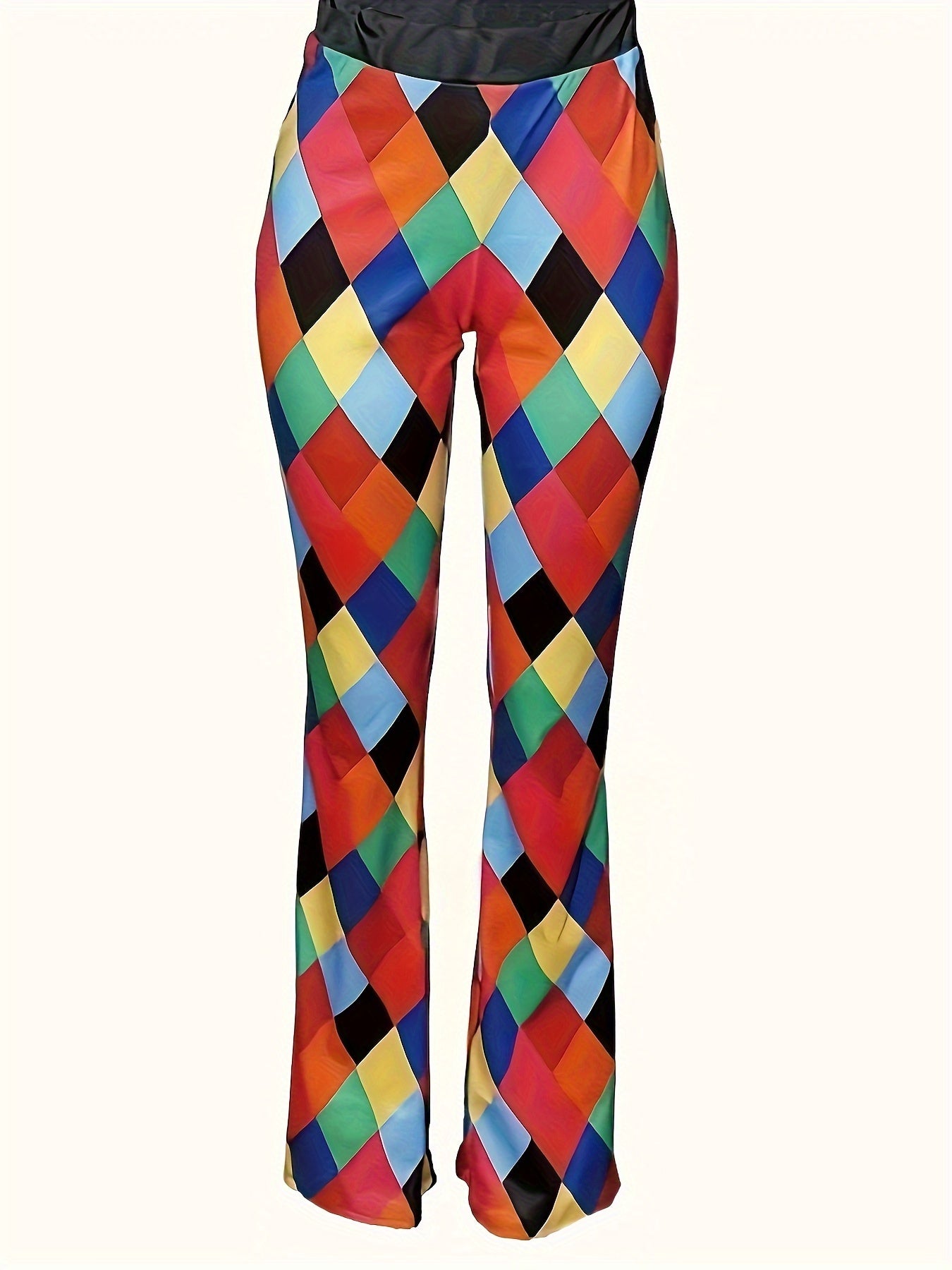  Geo Print Flared Leg High Waist Y2K Pants