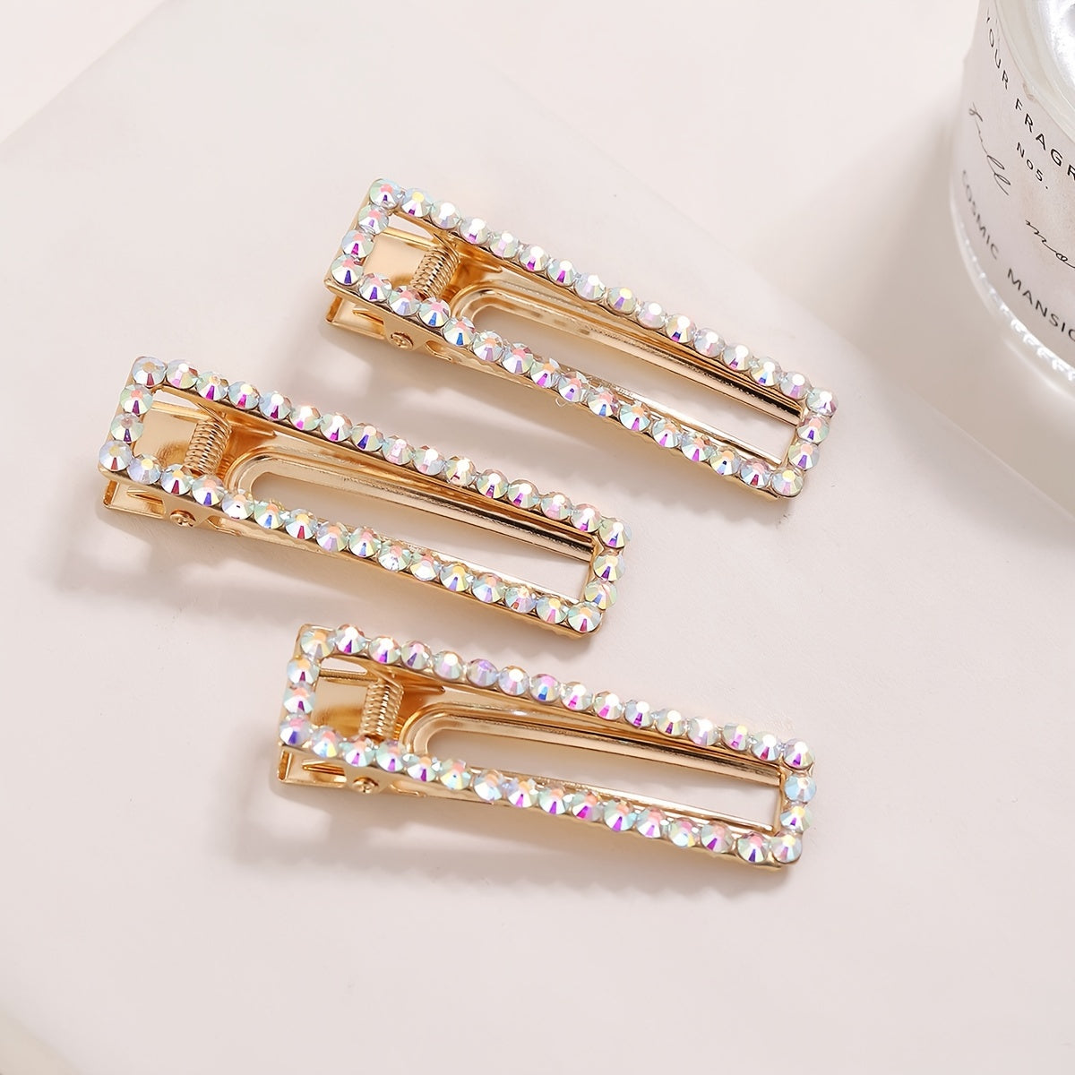 Rhinestone Hair Clip Rectangular Hollow Duck Billed Clip Hair Accessories