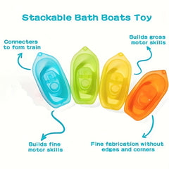 4pcs Bath Boats for Creative Stacking Play - Ideal for Indoor & Beach Use