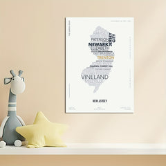 Jersey State Letter Map Sticker Modern Typography Art