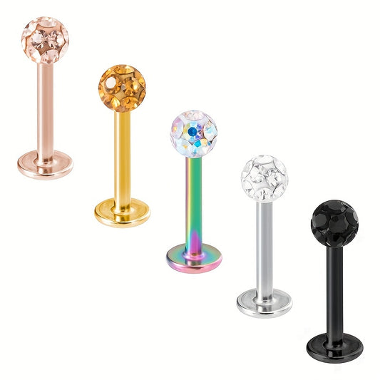 8mm Crystal Stud Lip Ring Rhinestones Cartilage Piercing Body Jewelry