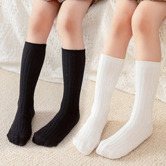 2 Pairs Preppy Style Knit Crew Socks Soft & Comfortable Girls Accessories