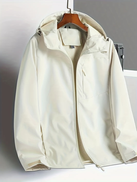 Solid Zip Up Hooded Jacket Casual Long Sleeve Versatile Outerwear