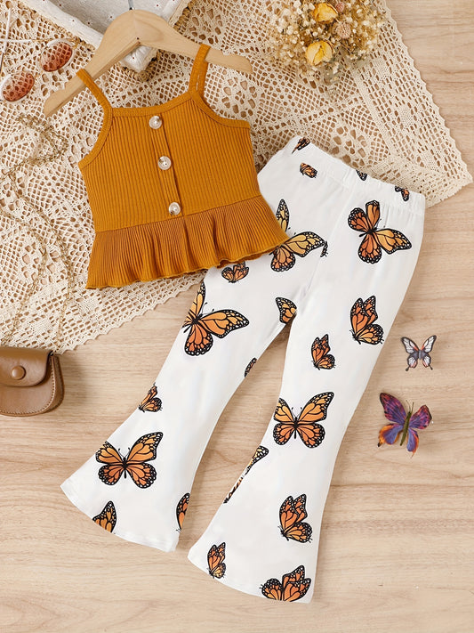 Girls Cami Suspender Top & Flare Pants Summer Outfit