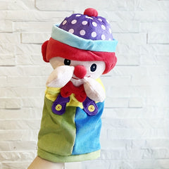 Plush Clown Puppet Hand Finger Puppet Expressive Eyes Vibrant Colors