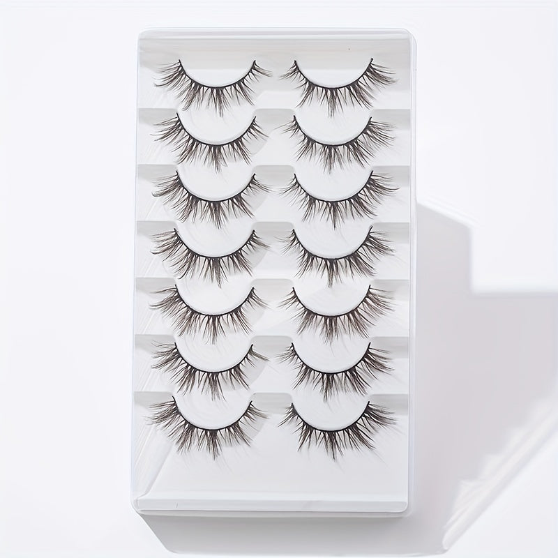 7 Pairs Brown Spiky Manga Lashes Natural Look Cosplay False Eyelashes