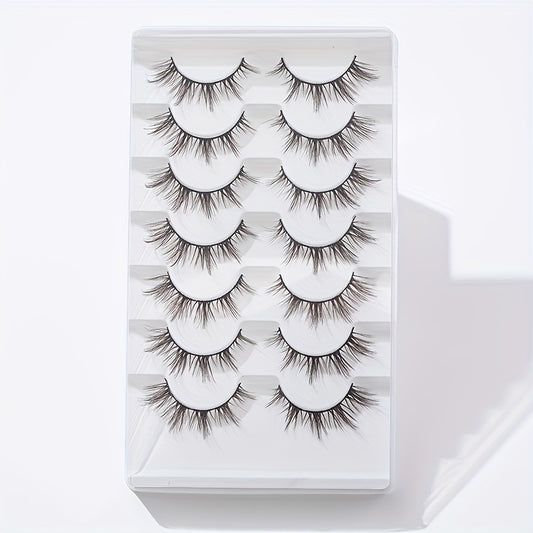7 Pairs Brown Spiky Manga Lashes Natural Look Cosplay False Eyelashes