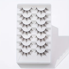 7 Pairs Brown Spiky Manga Lashes Natural Look Cosplay False Eyelashes