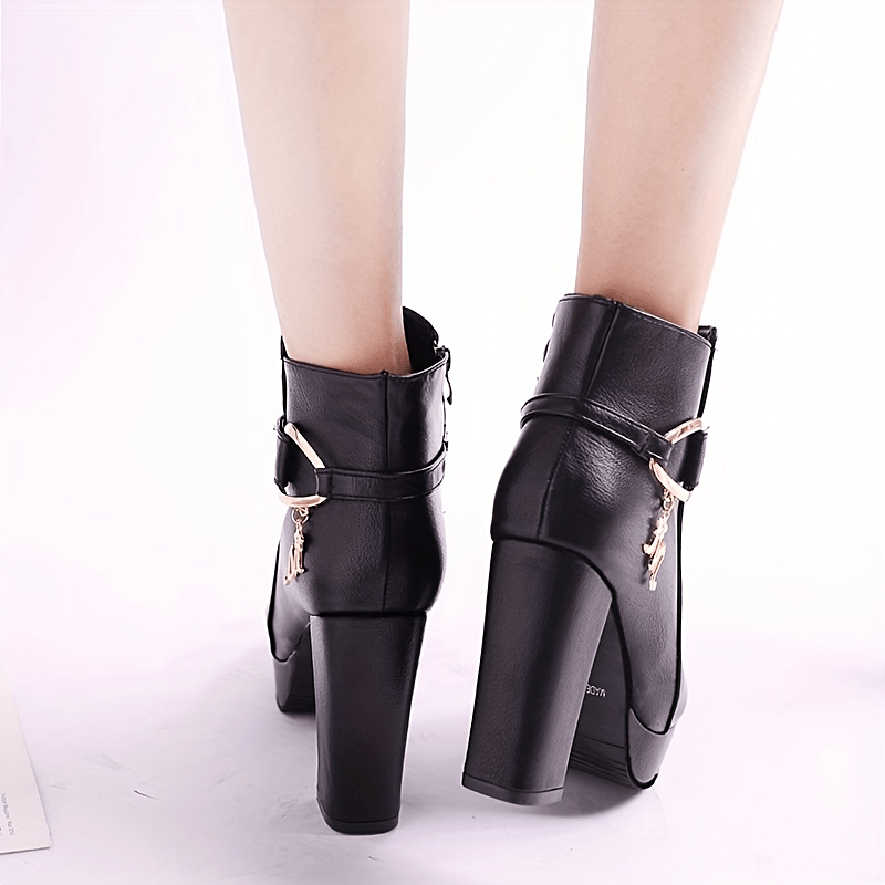 Women's Metallic Decor Platform Ankle Boots