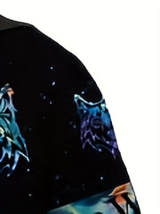 Wolf 3D Print Hoodie for Men Loose Hooded Pullover