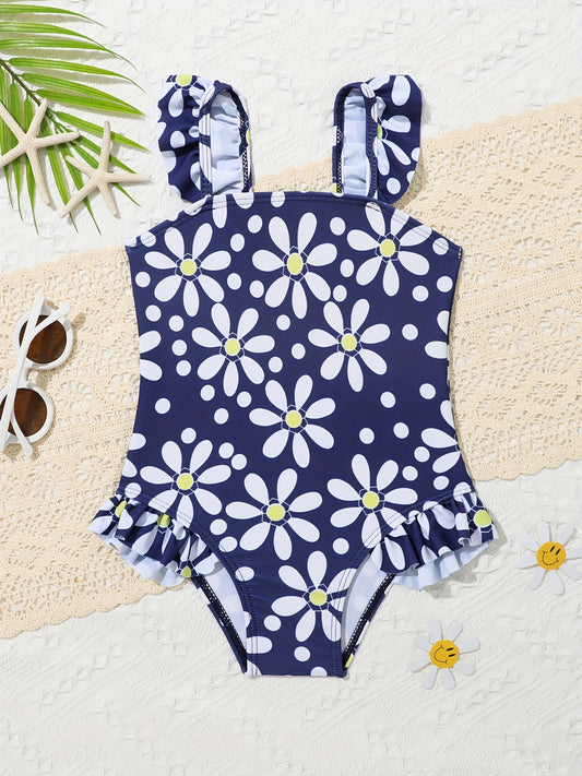 Floral One Piece Swimsuit for Toddler Girls - Beach Fun