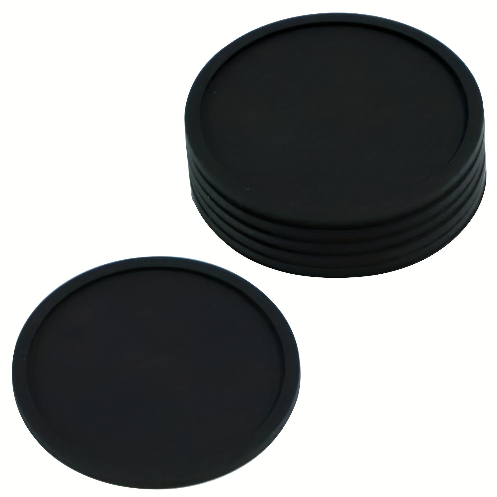8pcs Round Silicone Coaster Grid Pattern Washable Placemat For Christmas