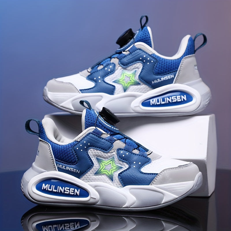 Boy's Rotating Buckle Basketball Shoes Non Slip Sneakers for Kids