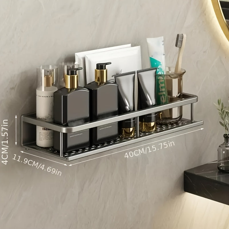 Wall Mounted Bathroom Storage Shelf with Makeup Rack Shampoo Holder