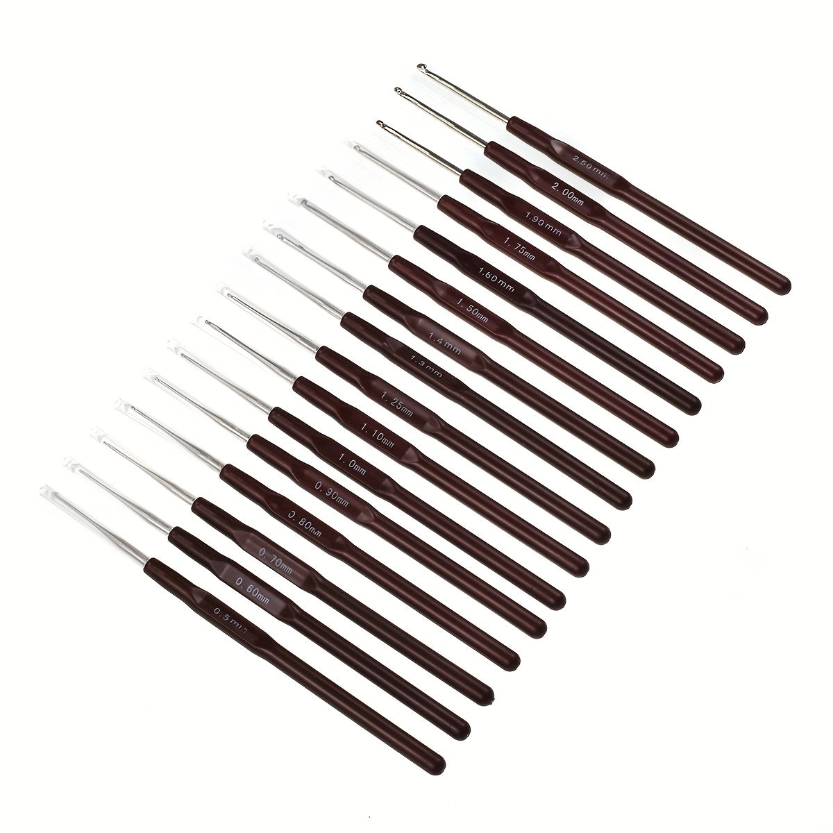 16pcs Ergonomic Crochet Hooks Set 0.5mm-2.5mm Knitting Needles Set