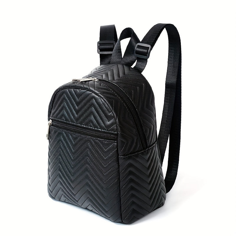 Embroidered PU Leather Small Backpack Waterproof School Travel Bag