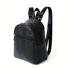 Embroidered PU Leather Small Backpack Waterproof School Travel Bag
