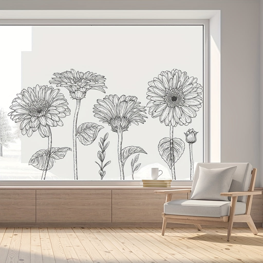 2pcs Daisy Flower Stickers Self-adhesive Removable PVC Wall Decals