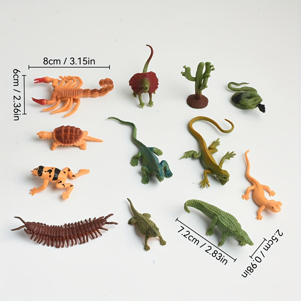12pcs Realistic Insect Models PVC Figures 6 Variations Beige Brown Orange Green