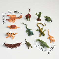 12pcs Realistic Insect Models PVC Figures 6 Variations Beige Brown Orange Green